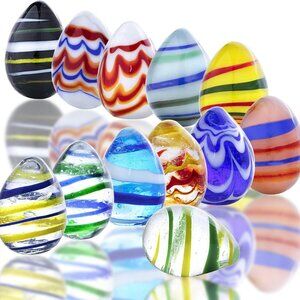 12 Glass Easter Eggs for Decoration or Baskets Handmade